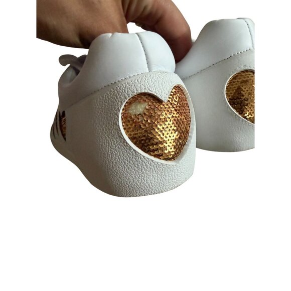 ASH Sequin Heart Print White Leather Sneakers Size 37 / US 6.5 -7 - Picture 6 of 10